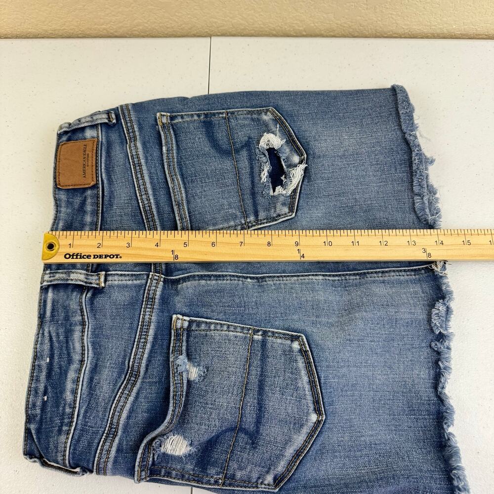 American Eagle Outfitters Skirt Womens 2 Distressed Blue Denim Mini Frayed Hem - Picture 9 of 9